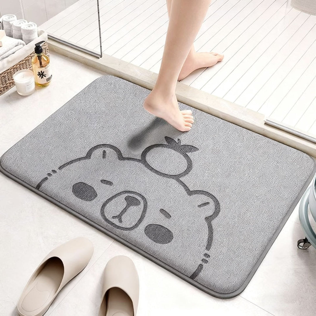 Absorbent Cartoon-Themed Bath Mat Bowlift