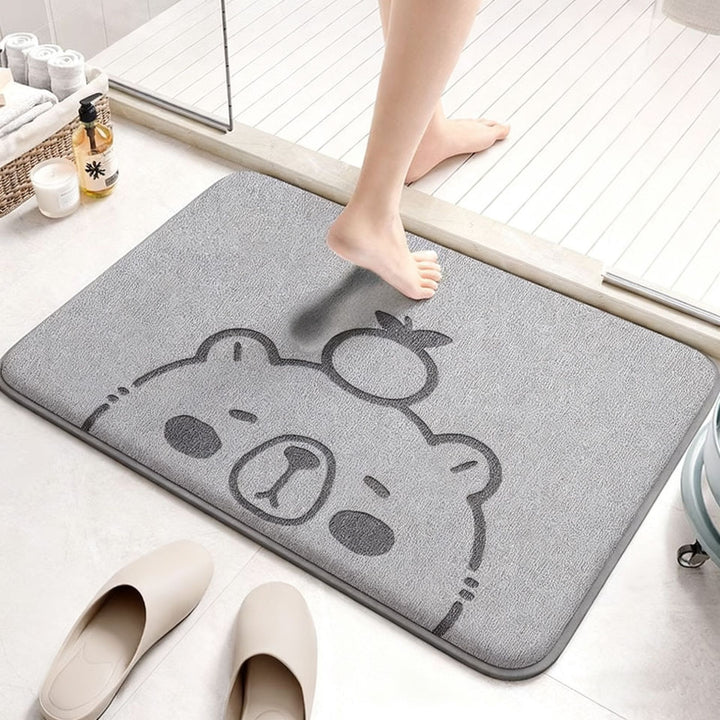 Absorbent Cartoon-Themed Bath Mat Bowlift