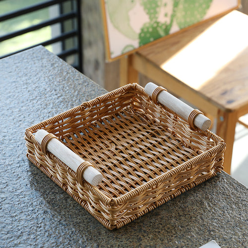 Unisex Practical Storage Basket with Wooden Handles Bowlift