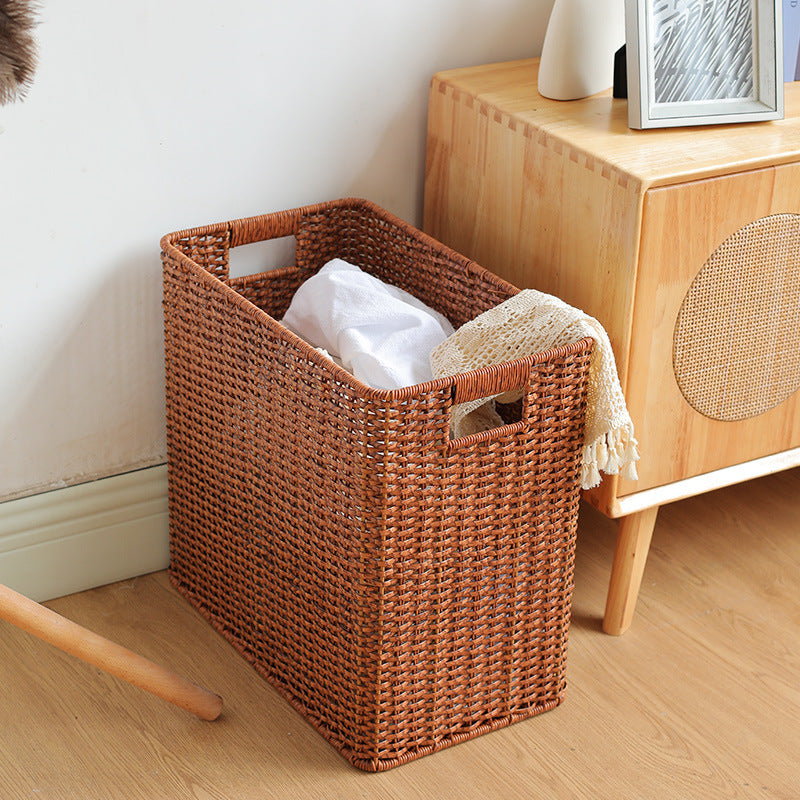Large Woven Storage Bin with Ergonomic Cutout Handles Bowlift