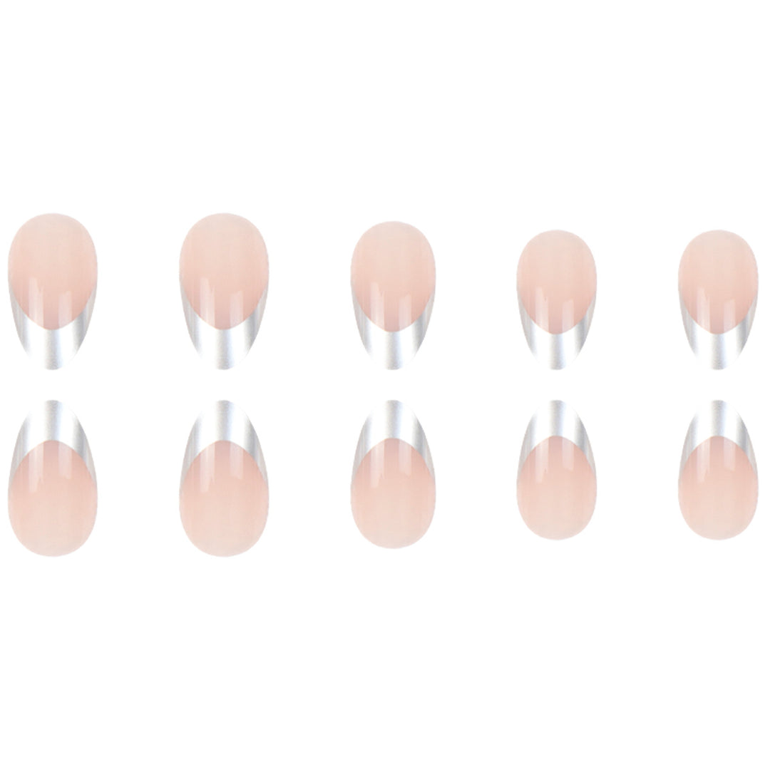 Stylish French Tip Press-On Nails Bowlift