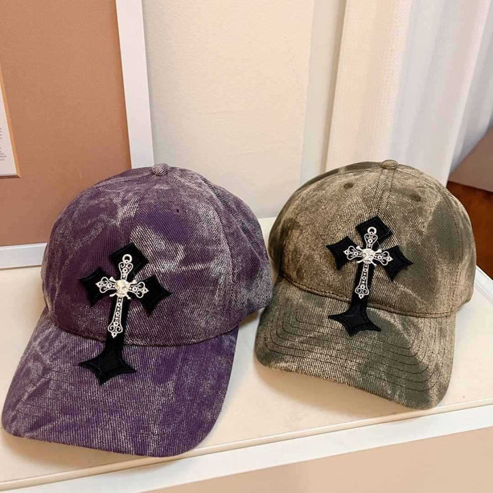Men's Velvet Embroidered Cross Baseball Cap Bowlift