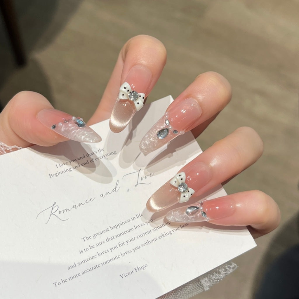 Elegant Floral Design Press-On Nail Extensions Bowlift