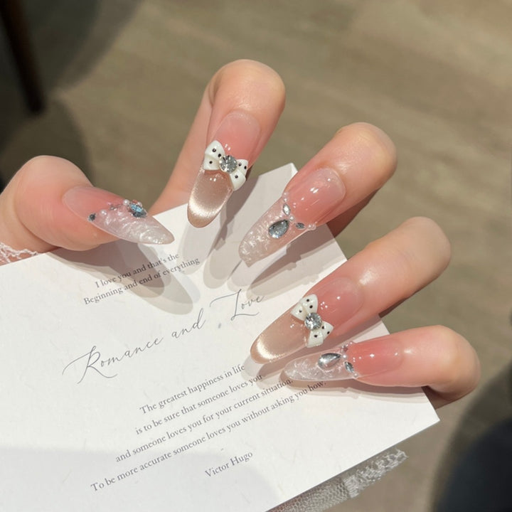 Elegant Floral Design Press-On Nail Extensions Bowlift