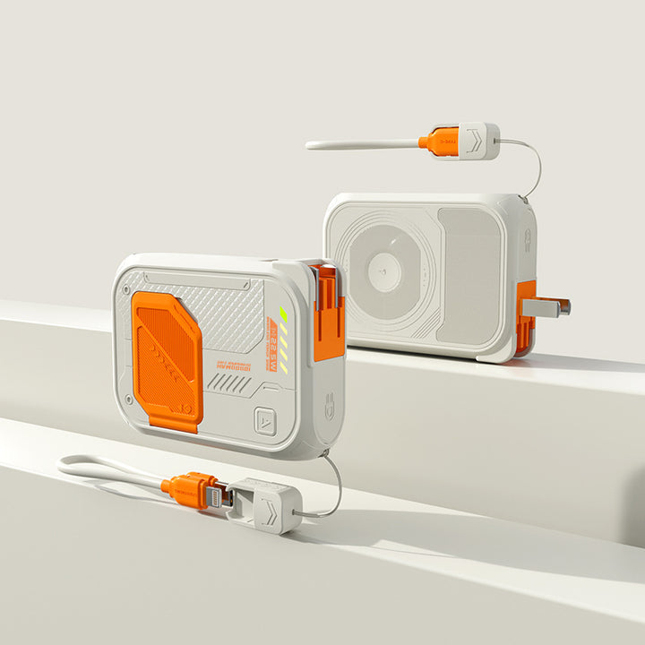 Robust power bank with fast charging function and integrated charging cable Bowlift