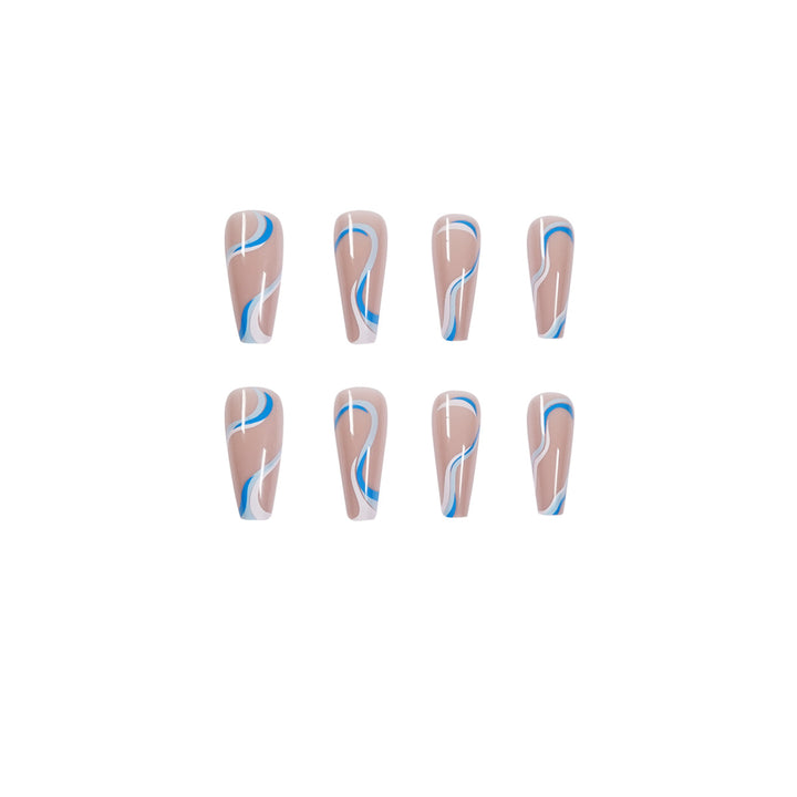 Creative Nail Extensions with Wave Pattern Bowlift