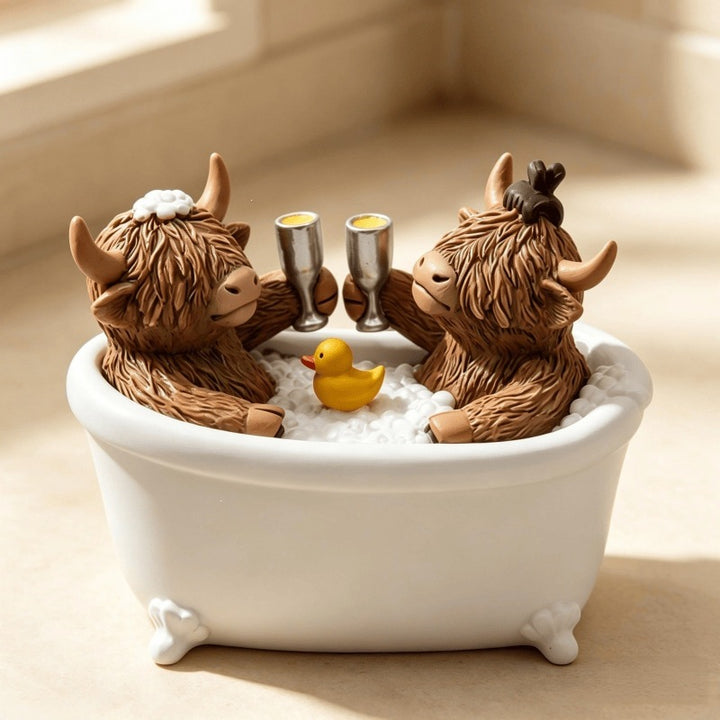 Decoration figure bathing highland cattle Bowlift