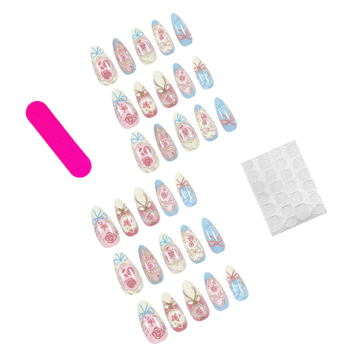 Artistic acrylic nails with floral designs Bowlift
