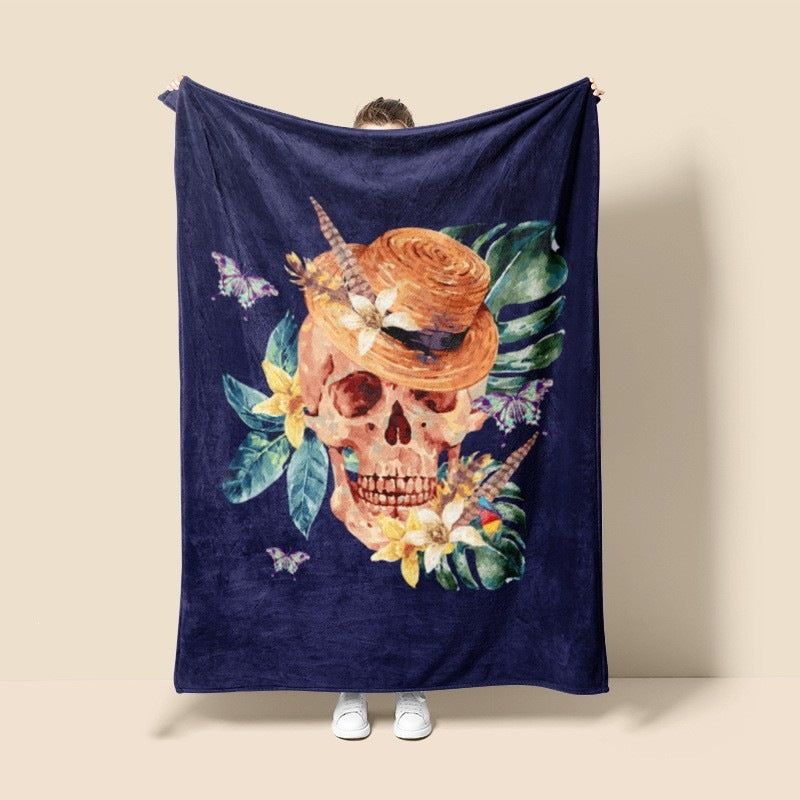 Artistic Skull-Themed Fleece Blanket