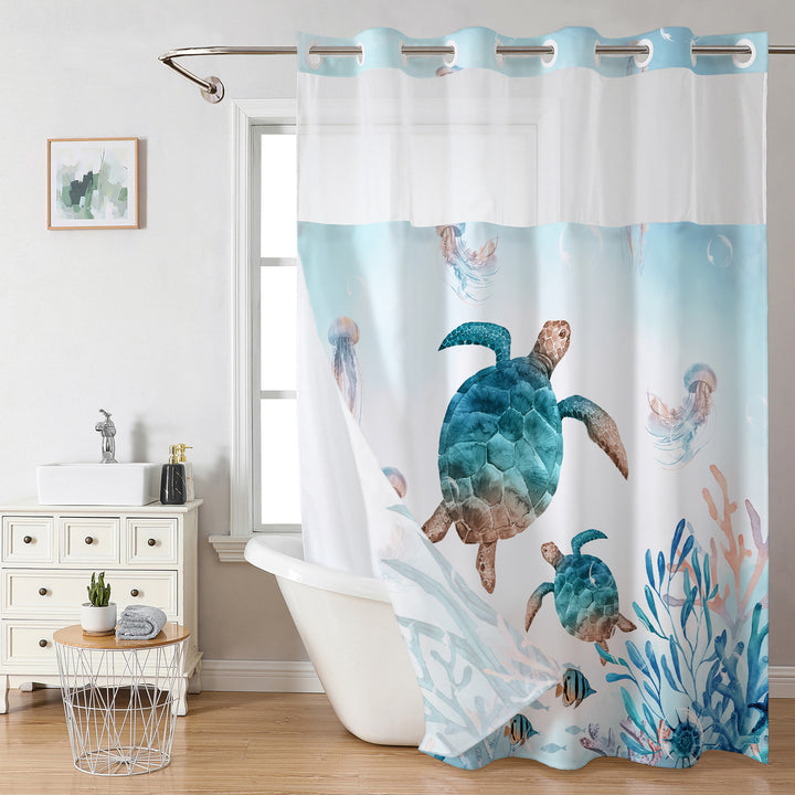 Ocean-Themed Shower Curtain Bowlift