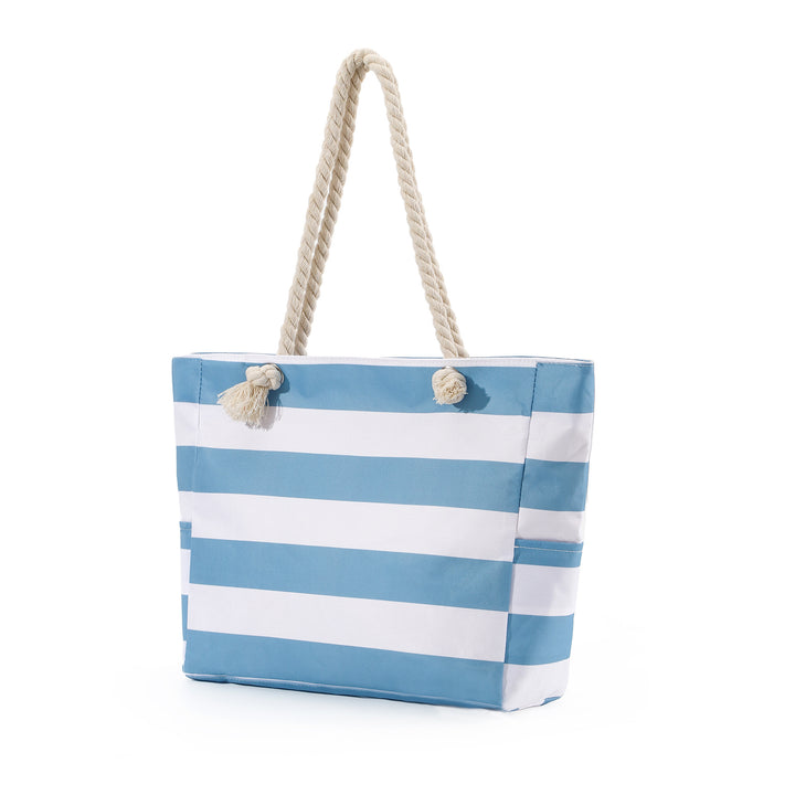 Large Canvas Rope-Handle Beach Tote Bag with Printed Flip-Flop Pattern Bowlift