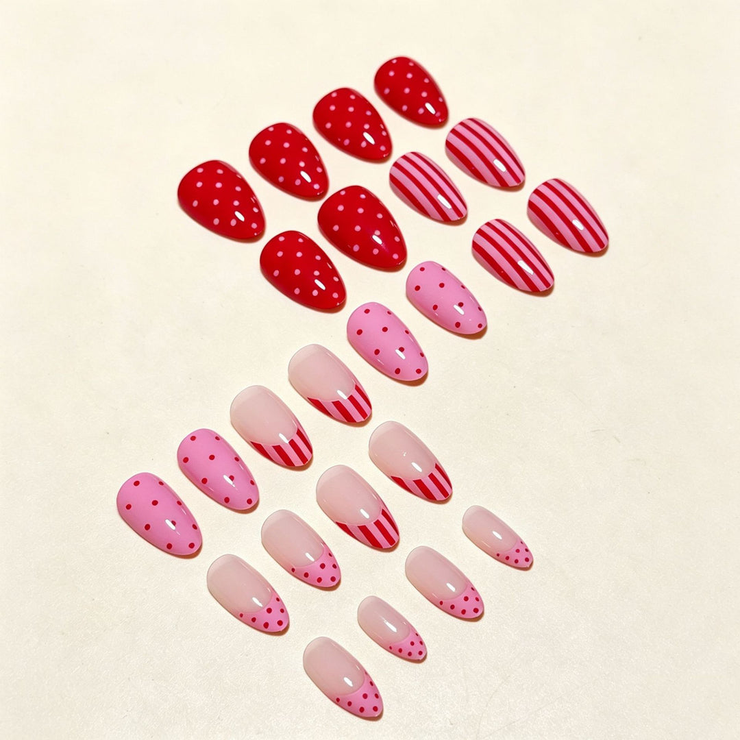 Artistic Nail Design with Heart and Stripes Bowlift