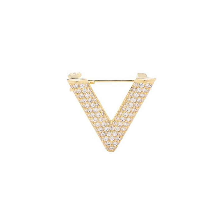 Elegant V-Shaped Brooch with Sparkling Crystals Bowlift