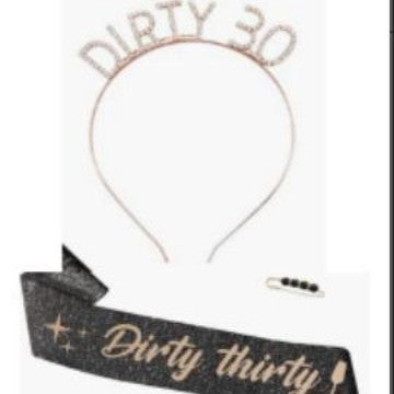 Ladies festive headband with glamour and birthday sash Bowlift