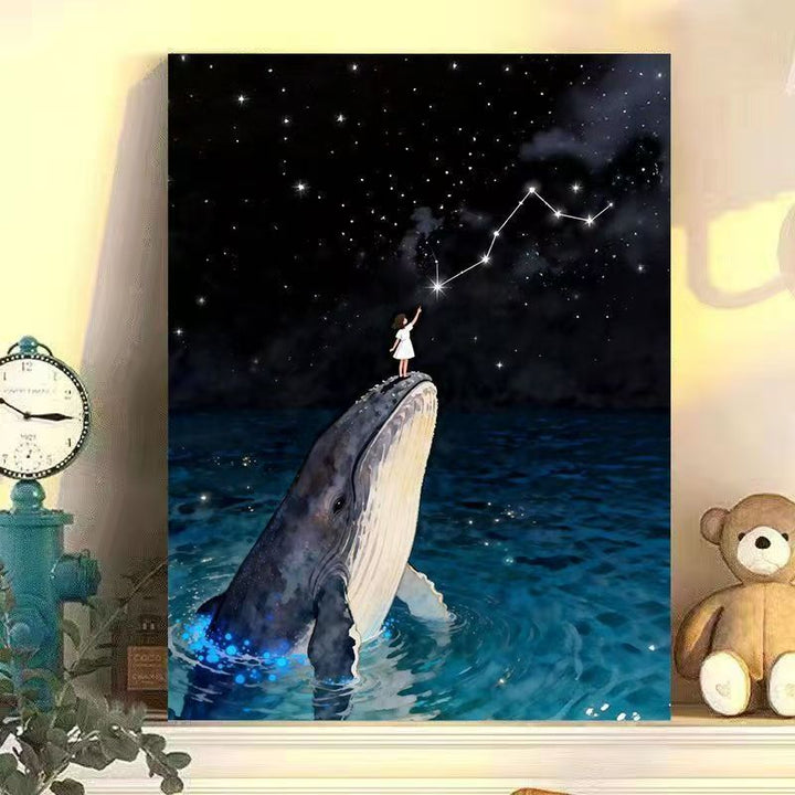 Dreamy Whale and Girl Canvas Artwork Bowlift
