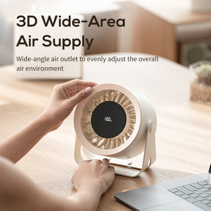 Unisex portable USB fan with integrated battery and LED battery indicator Bowlift