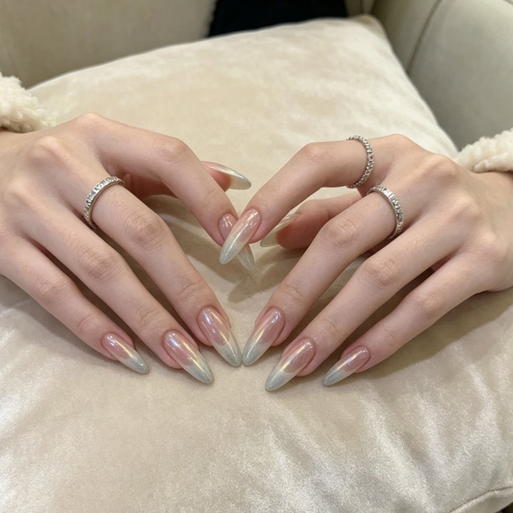 Glamorous Artificial Nails In Modern Ombre Design Bowlift