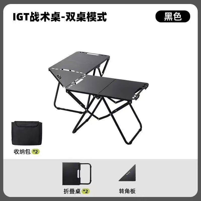 Folding Camping Table With Two Storage Compartments Bowlift
