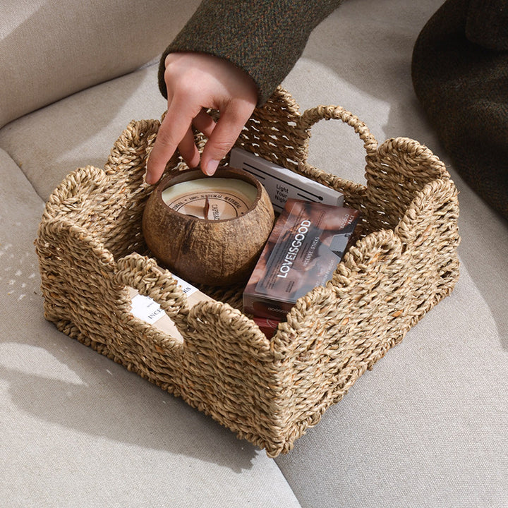 Decorative storage basket with two handles Bowlift