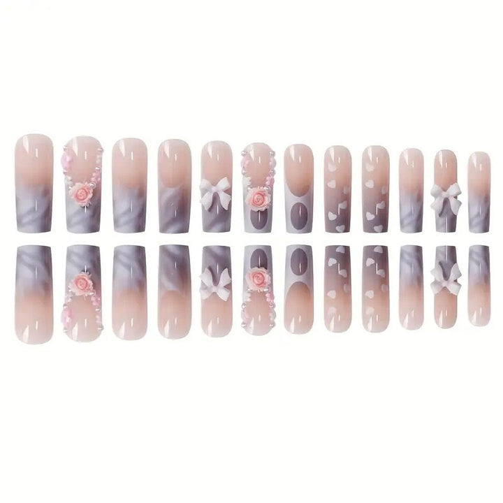 Decorative Long Sculpted Nail Art Extensions Bowlift