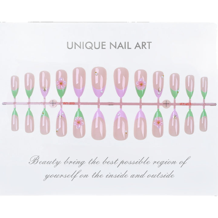 Elegant Floral Accented Press-On Nail Set Bowlift