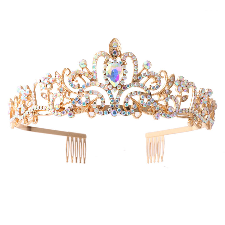 Ladies Sparkling Crystal Tiara with Filigree Design Bowlift