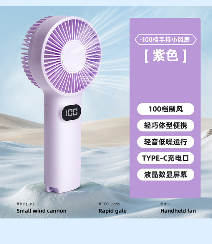 Ladies portable mini fan with 100 speed levels and LCD display Bowlift