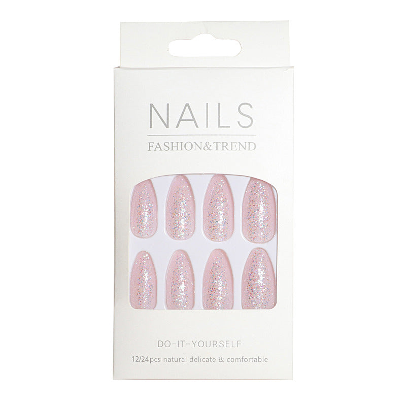 Glittery Almond-Shaped Press-On Nails Set Bowlift