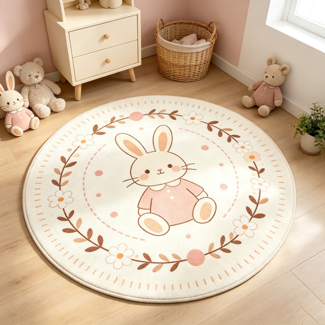 Bunny-Themed Round Area Rug