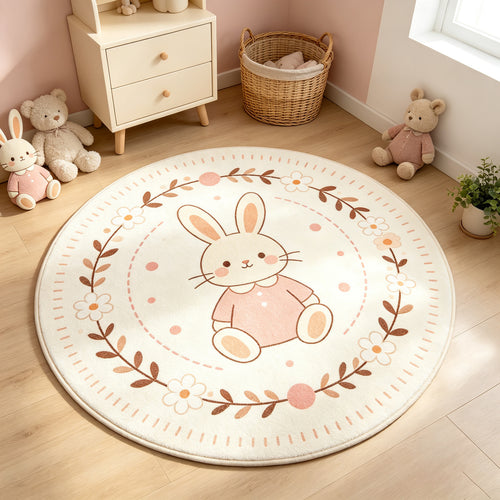 Bunny-Themed Round Area Rug