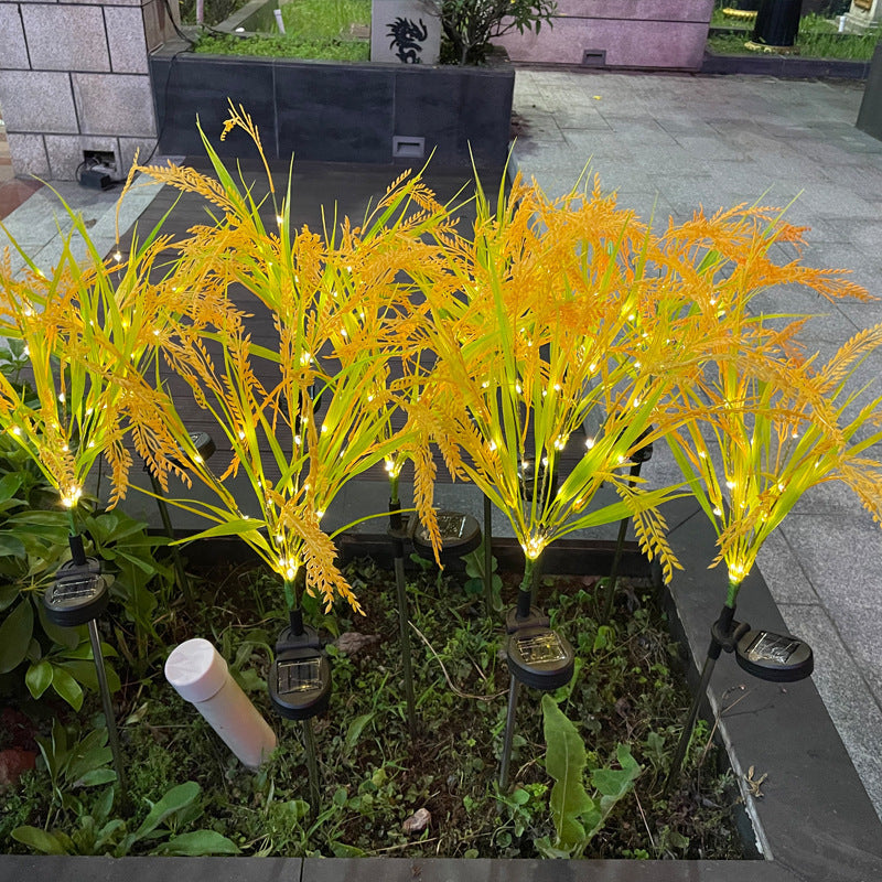 Solar Ornamental Grass Stake Lights With Warm White LED Accents Bowlift
