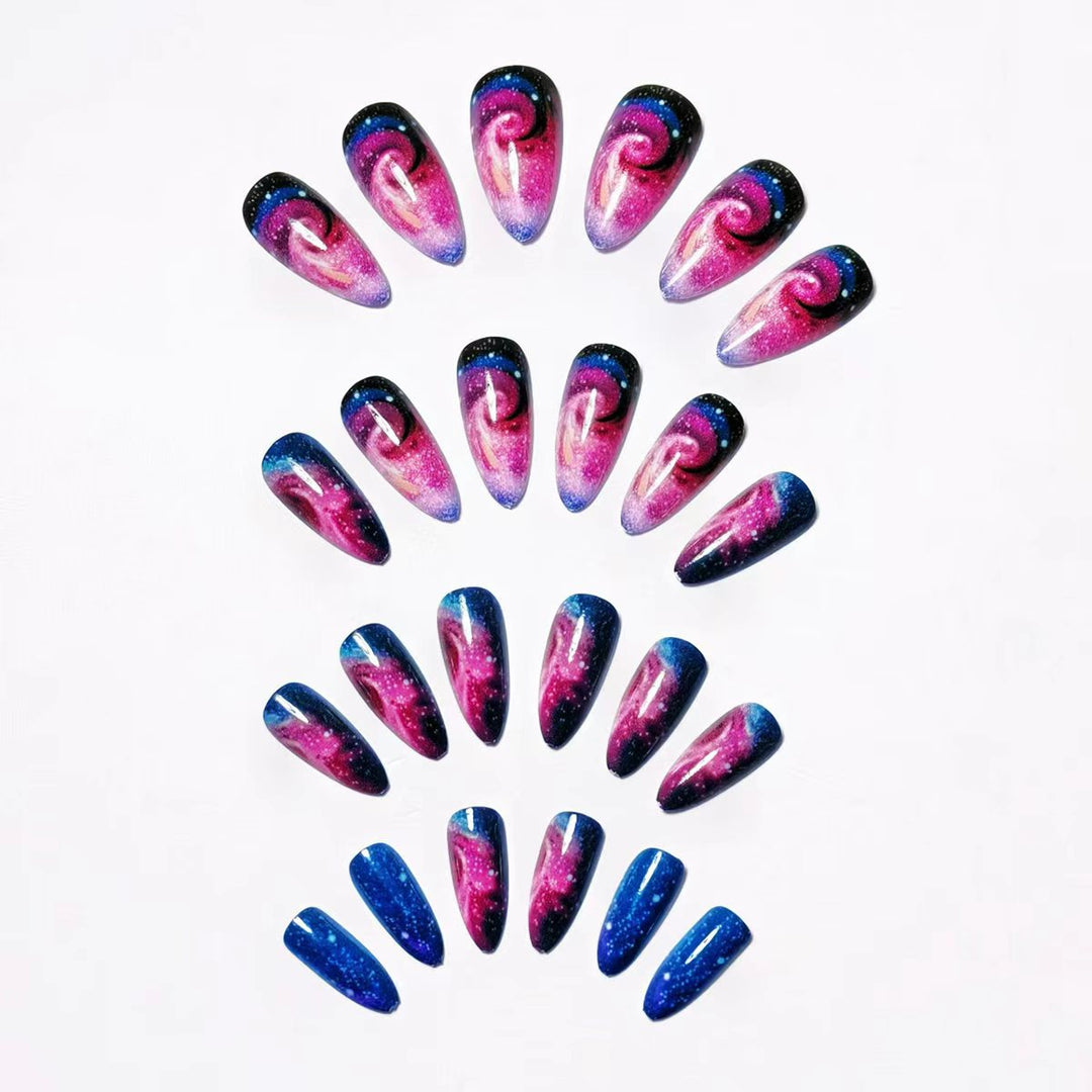 Fantasy Artificial Nails with Galactic Design Bowlift