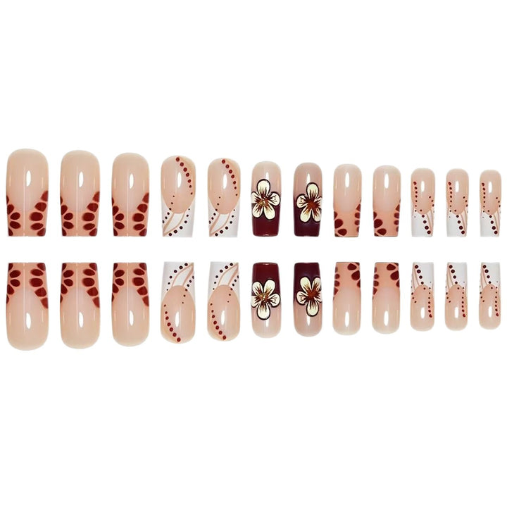 Artistic Floral Themed Acrylic Nail Set Bowlift