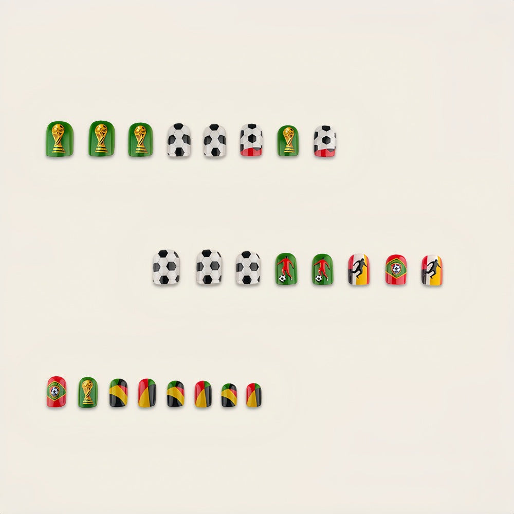 Creative Football Motif Fake Nails Bowlift