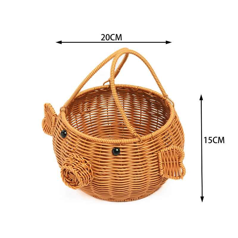 Decorative Animal-Shaped Woven Storage Basket Bowlift