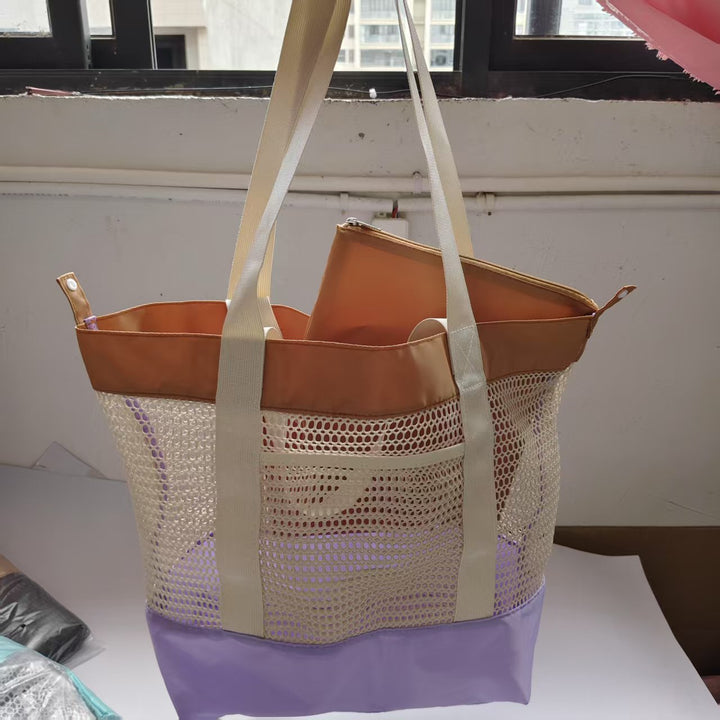 Airy Beach Bag with Large Storage and Mesh Design Bowlift