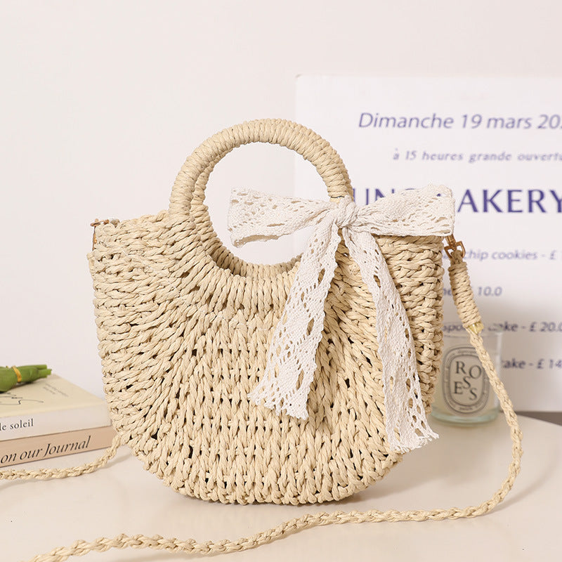 Trendy Bast Bag with Round Handle and Textured Design Bowlift
