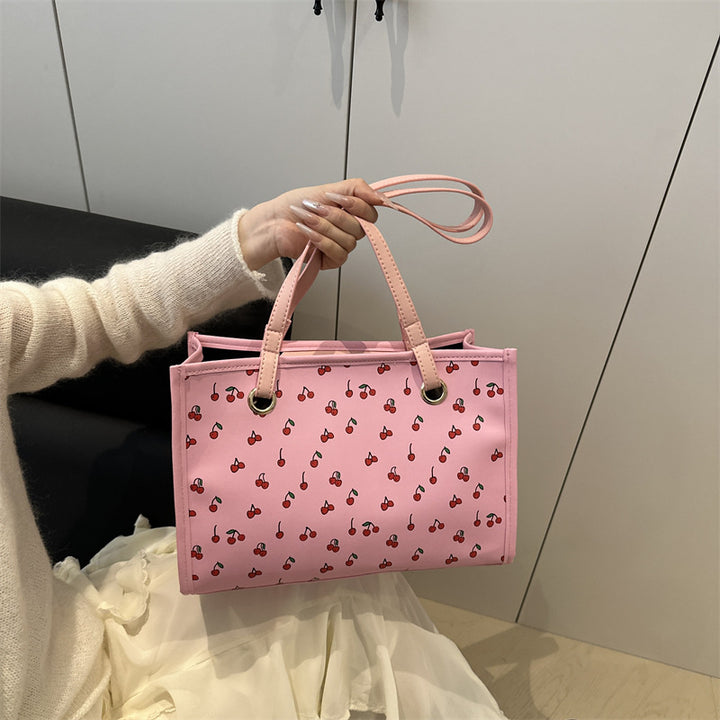 Playful Cherry Print Tote Bag Bowlift