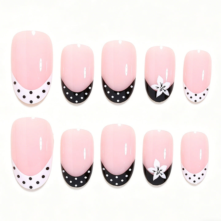 Decorative French Tip Press-On Nails Bowlift