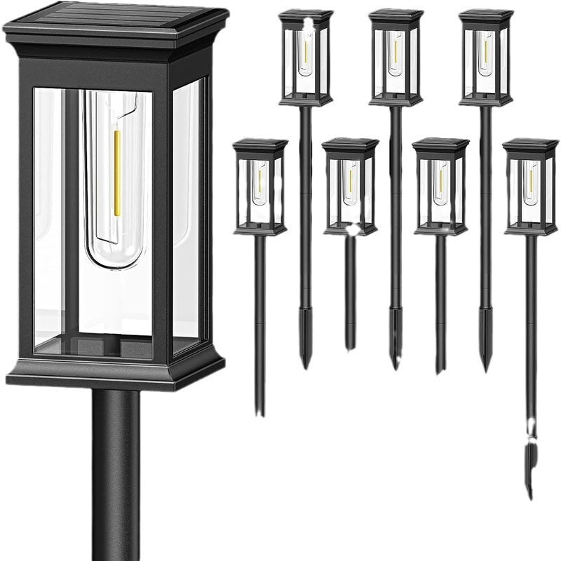 Solar-Powered Warm White LED Glass Lantern Garden Stake Lights Set Bowlift