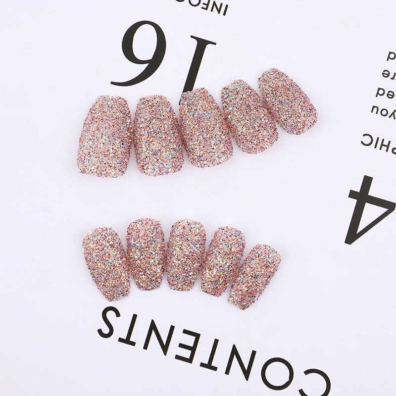 Glittering artificial nails in modern design Bowlift