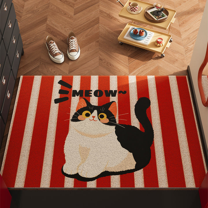 Playful Cartoon Cat-Themed Doormat