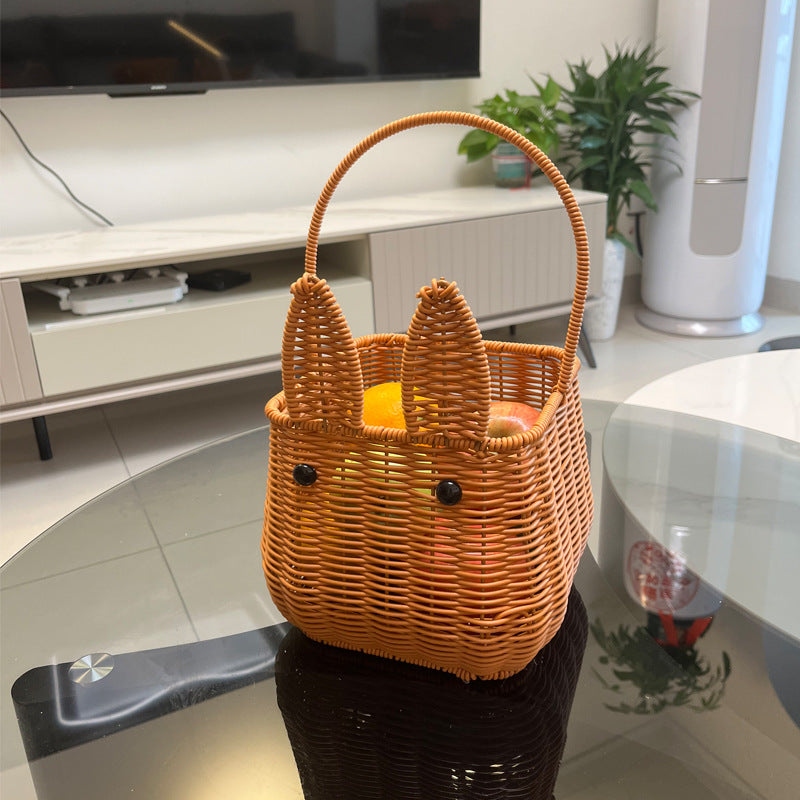 Cute Bunny-Shaped Woven Storage Basket Bowlift