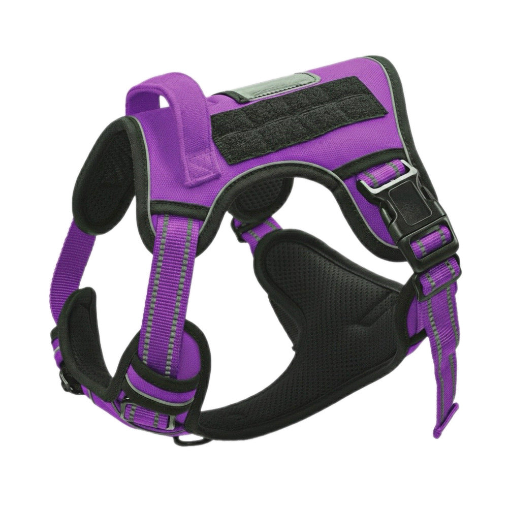 Padded no-pull tactical dog harness with sturdy handle and reflective trim Bowlift