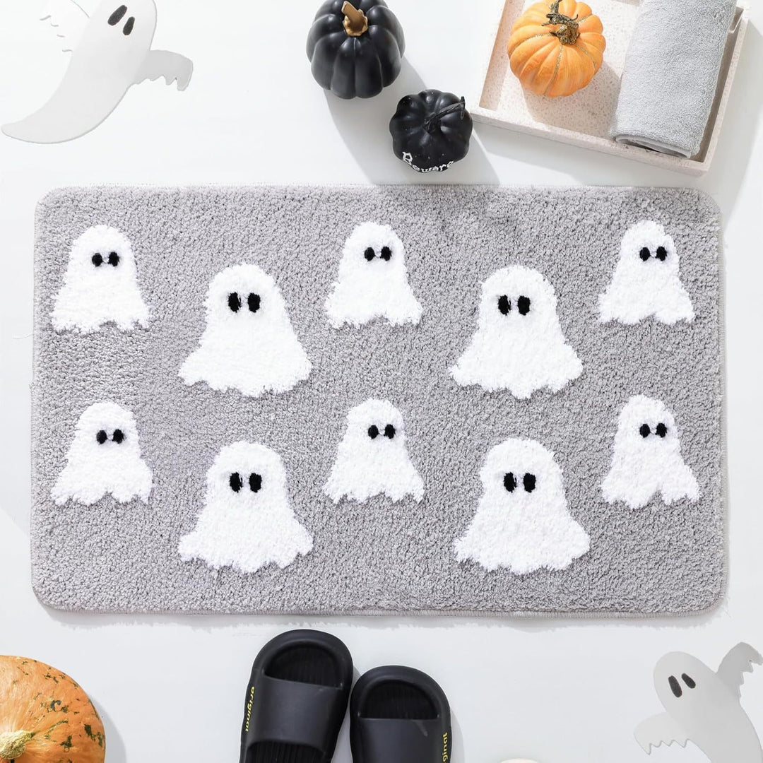 Ghost-Themed Plush Bath Mat Bowlift