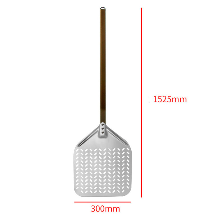 perforated aluminum pizza peel with long ergonomic reinforced handle Bowlift