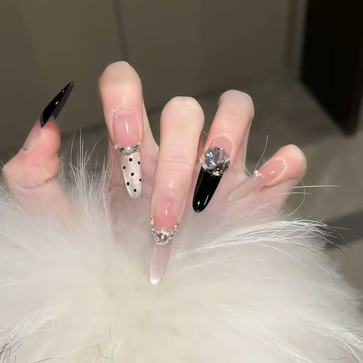 Decorative Press-On Nails with Gem Accents Bowlift