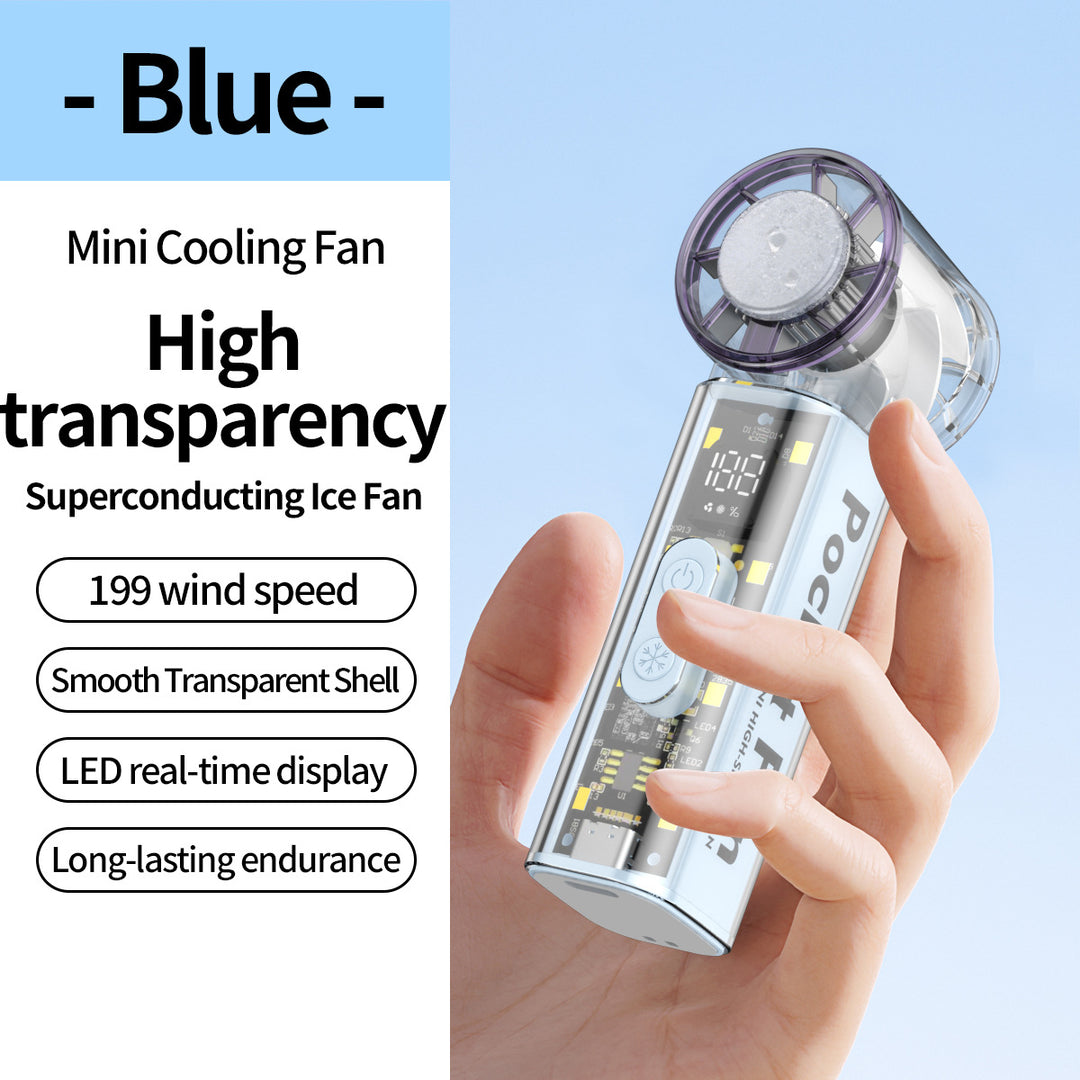 Women's Portable Mini Fan with Transparent Housing Bowlift
