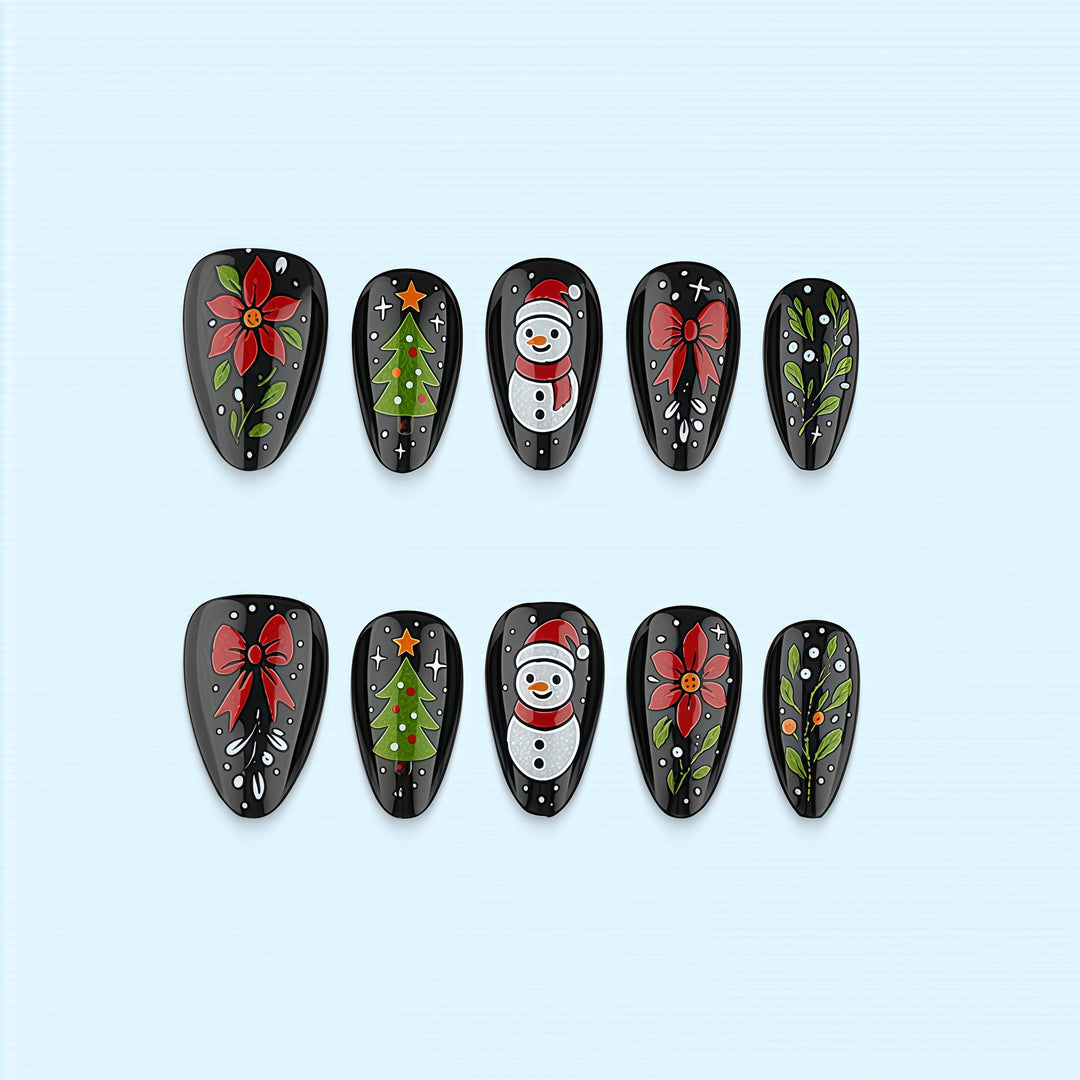 Artificial nail set with festive Christmas design Bowlift