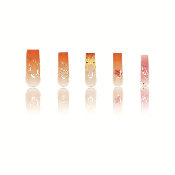 Artistic Floral Press-On Nail Extensions Bowlift 1787913766